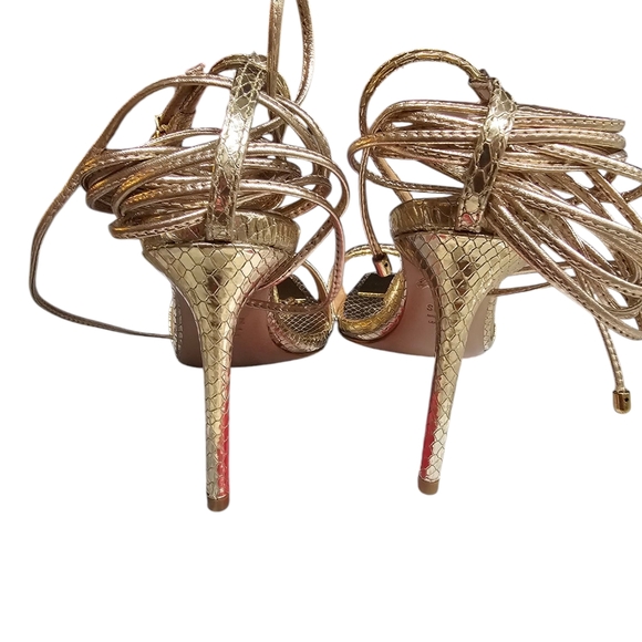 Schutz Vikki Metallic Snake-Embossed Sandals NWOT SZ 6.5 - Picture 8 of 10